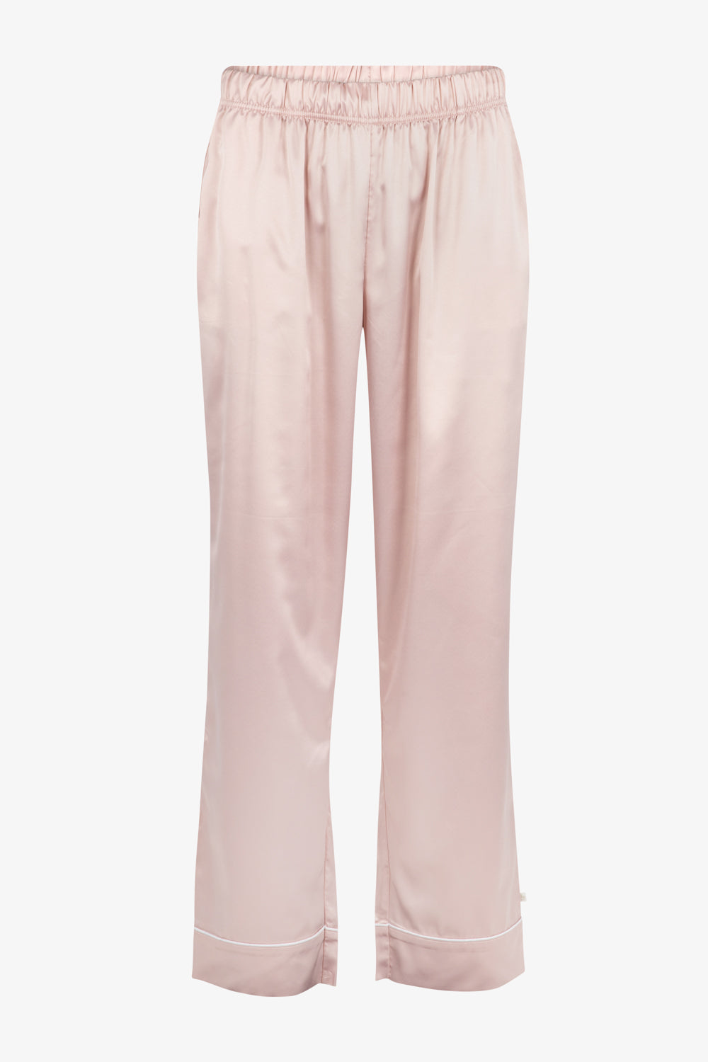 Dusky Pink Ladies Satin Piping Trim Button Through Pjs