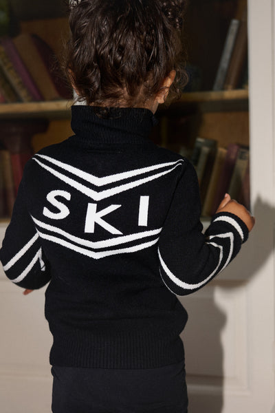 Black/ Cream Zip Kids Ski Jumper