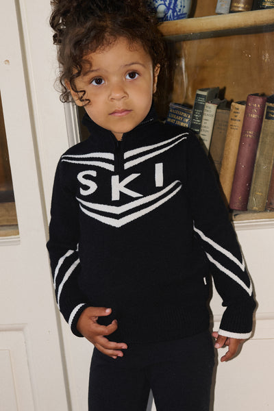 Black/ Cream Zip Kids Ski Jumper