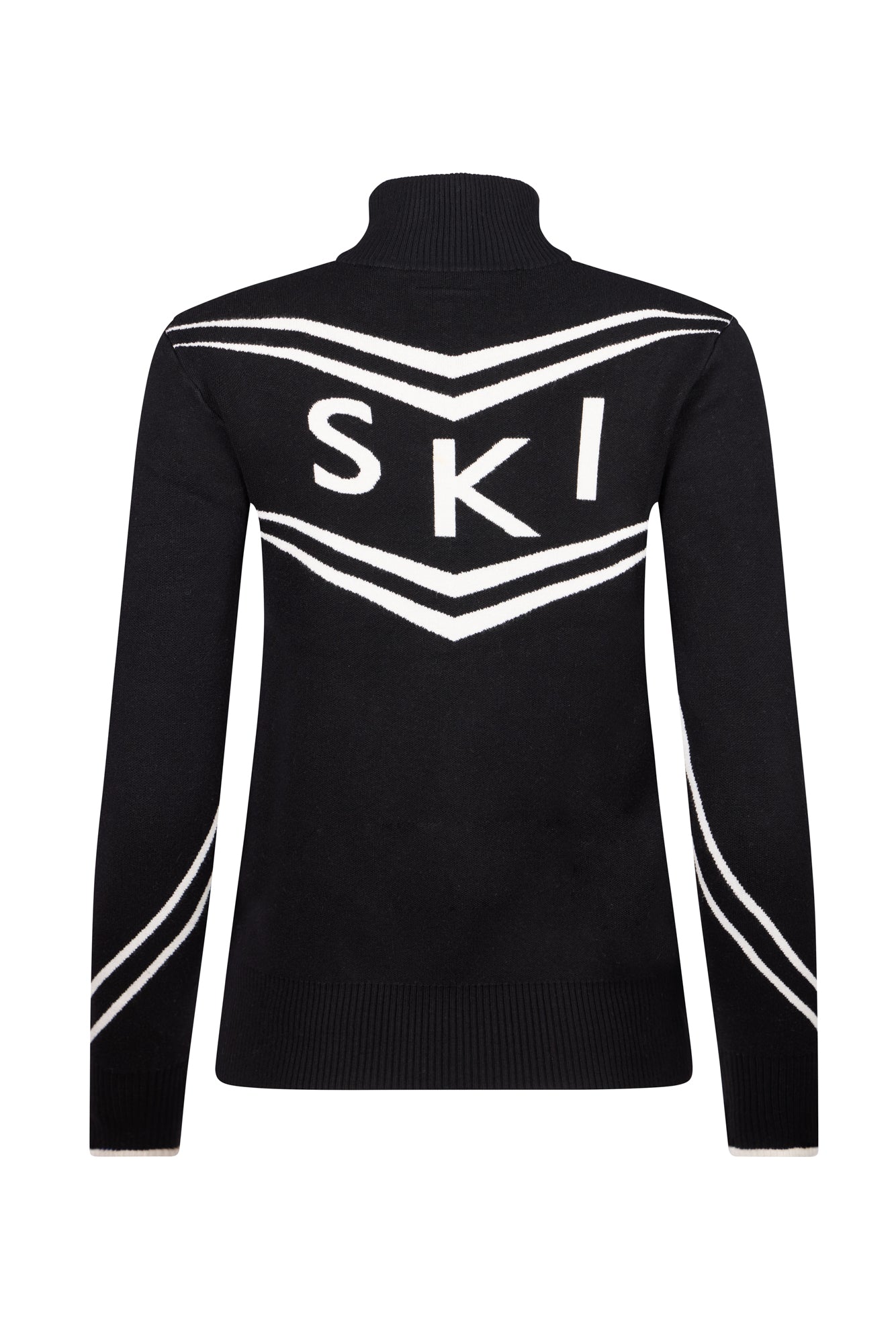Black/ Cream Ladies Zip Panel Ski Jumper
