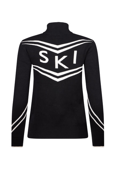Black/ Cream Ladies Zip Panel Ski Jumper