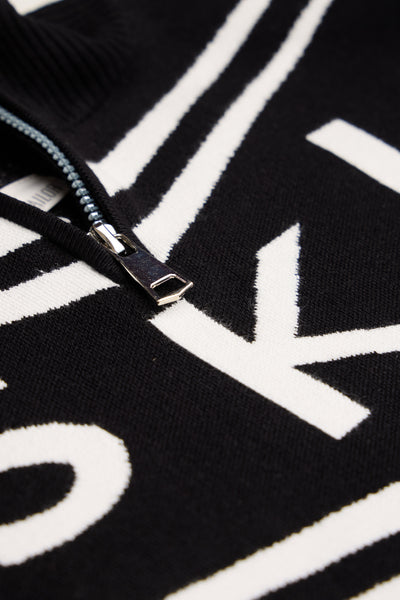 Black/ Cream Ladies Zip Panel Ski Jumper