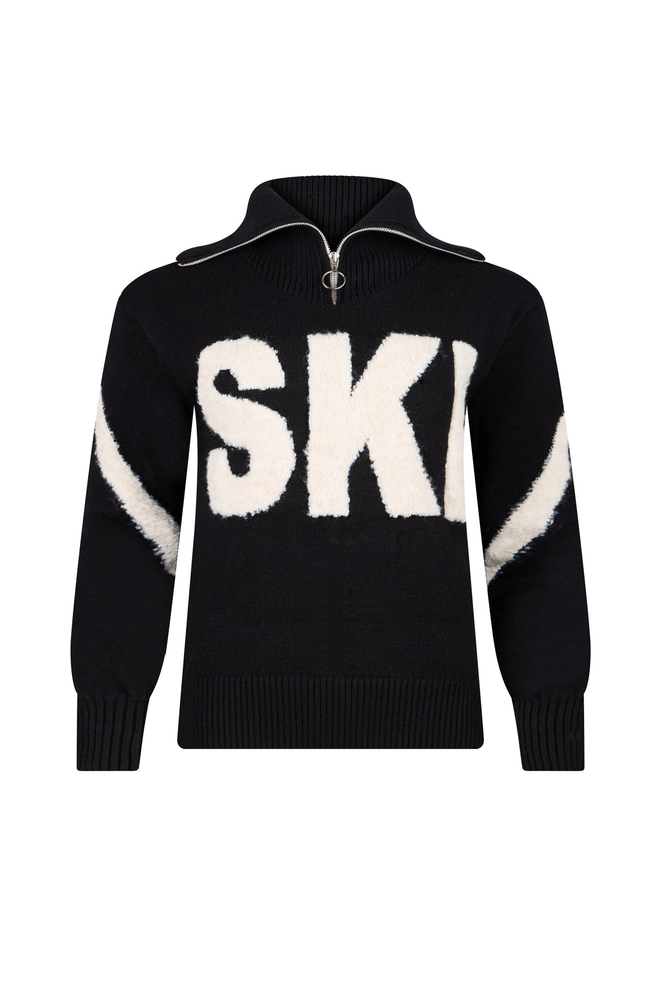 Black/ Cream Ladies Zip Relaxed Ski Jumper