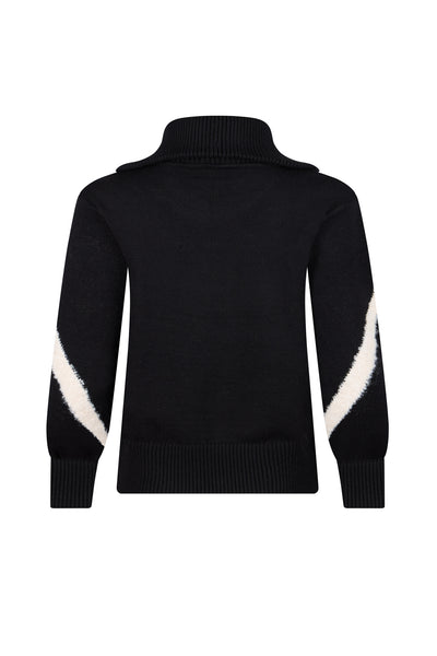 Black/ Cream Ladies Zip Relaxed Ski Jumper
