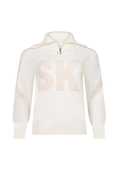 Cream Ladies Zip Relaxed Ski Jumper