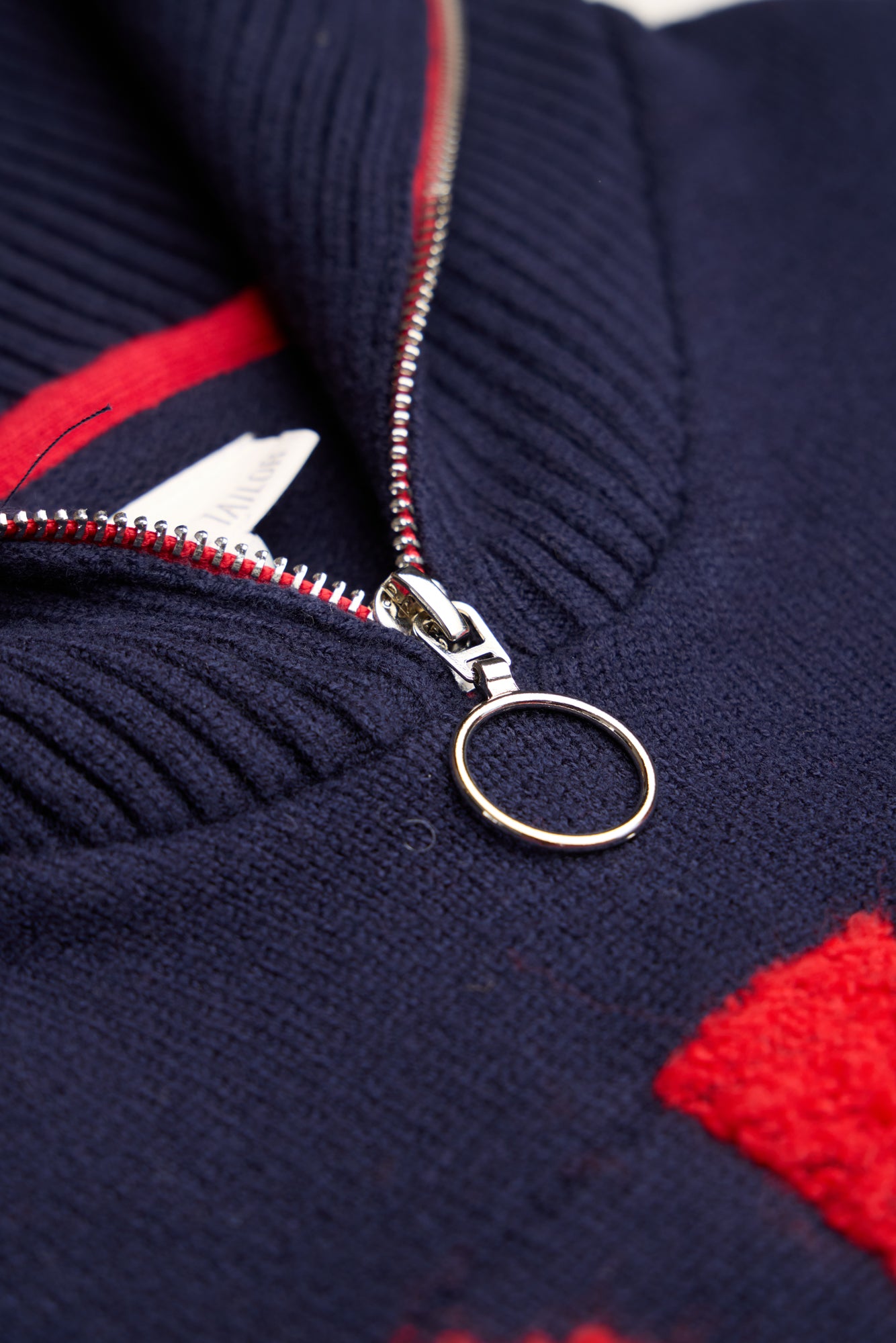 Navy/ Red Ladies Zip Relaxed Ski Jumper