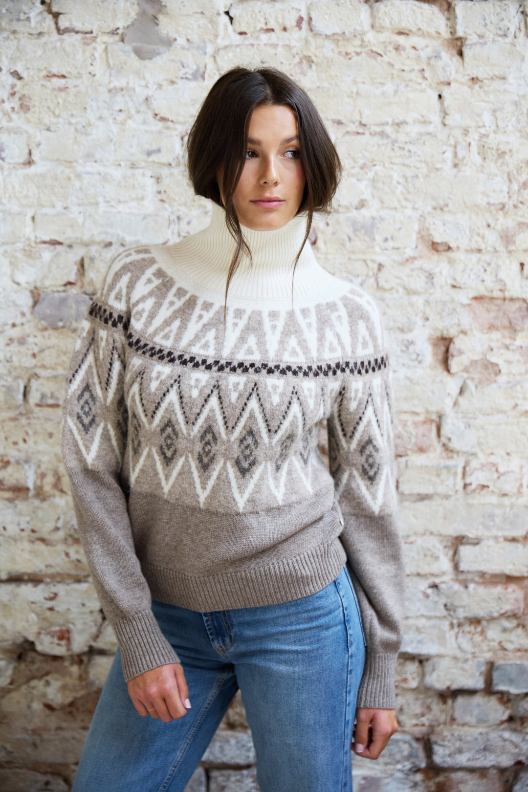 Greta Fairisle Funnel Neck Jumper