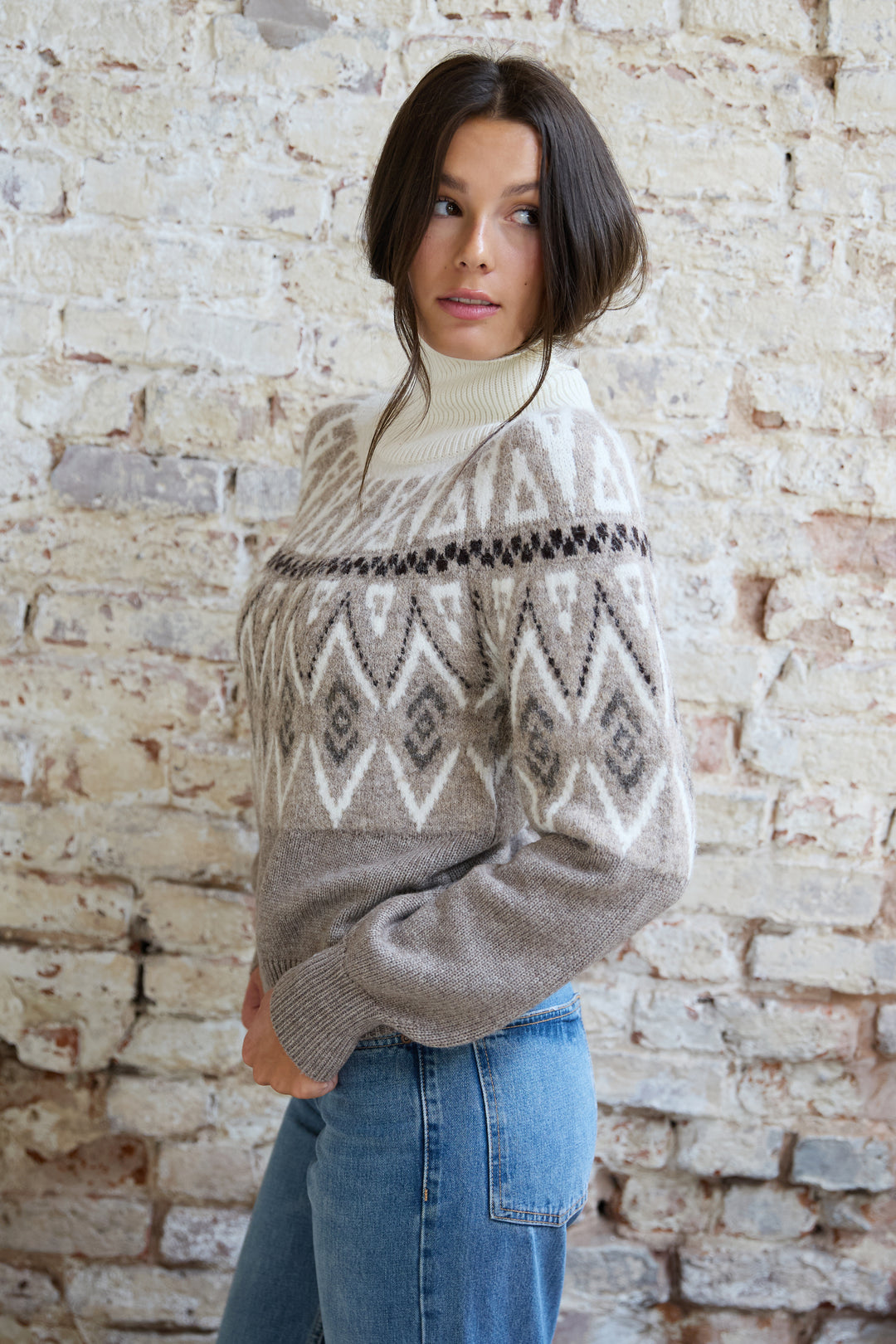 Greta Fairisle Funnel Neck Jumper