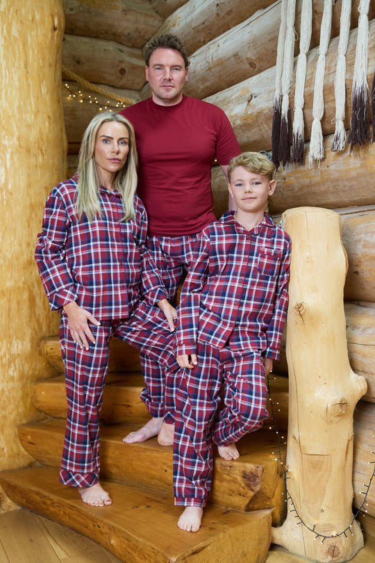 Ladies Flannel Check Button Through Pyjamas