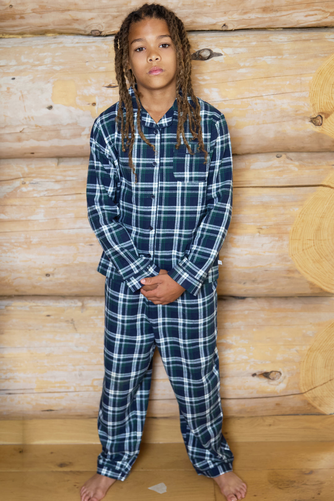 Kids Flannel Check Button Through Pjs