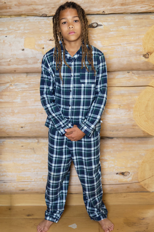 Kids Flannel Check Button Through Pjs