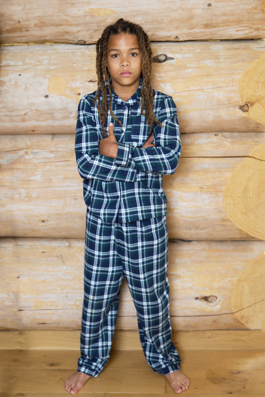 Kids Flannel Check Button Through Pjs