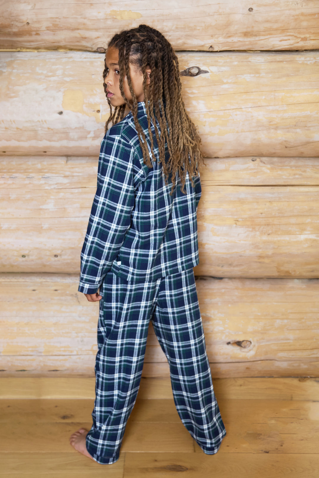 Kids Flannel Check Button Through Pjs
