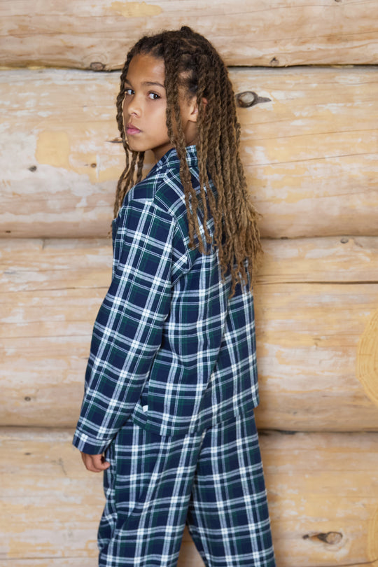 Kids Flannel Check Button Through Pjs