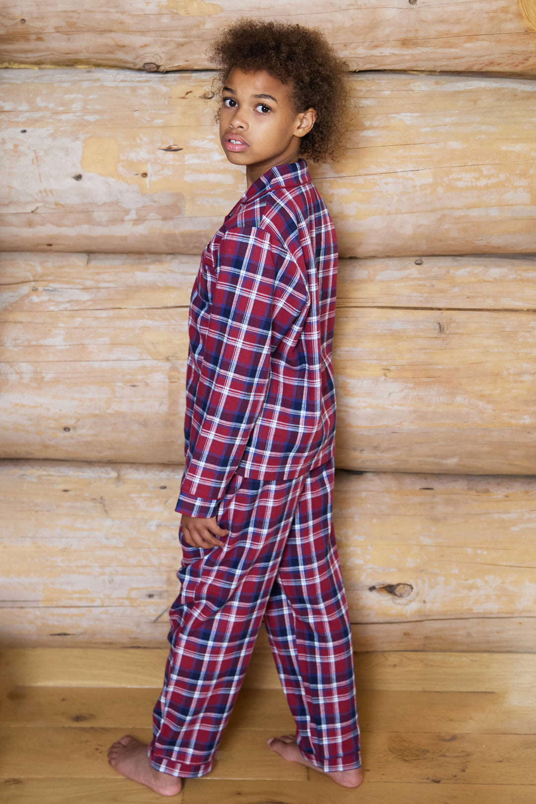 Kids Flannel Check Button Through Pjs