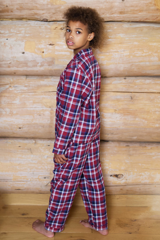 Kids Flannel Check Button Through Pjs