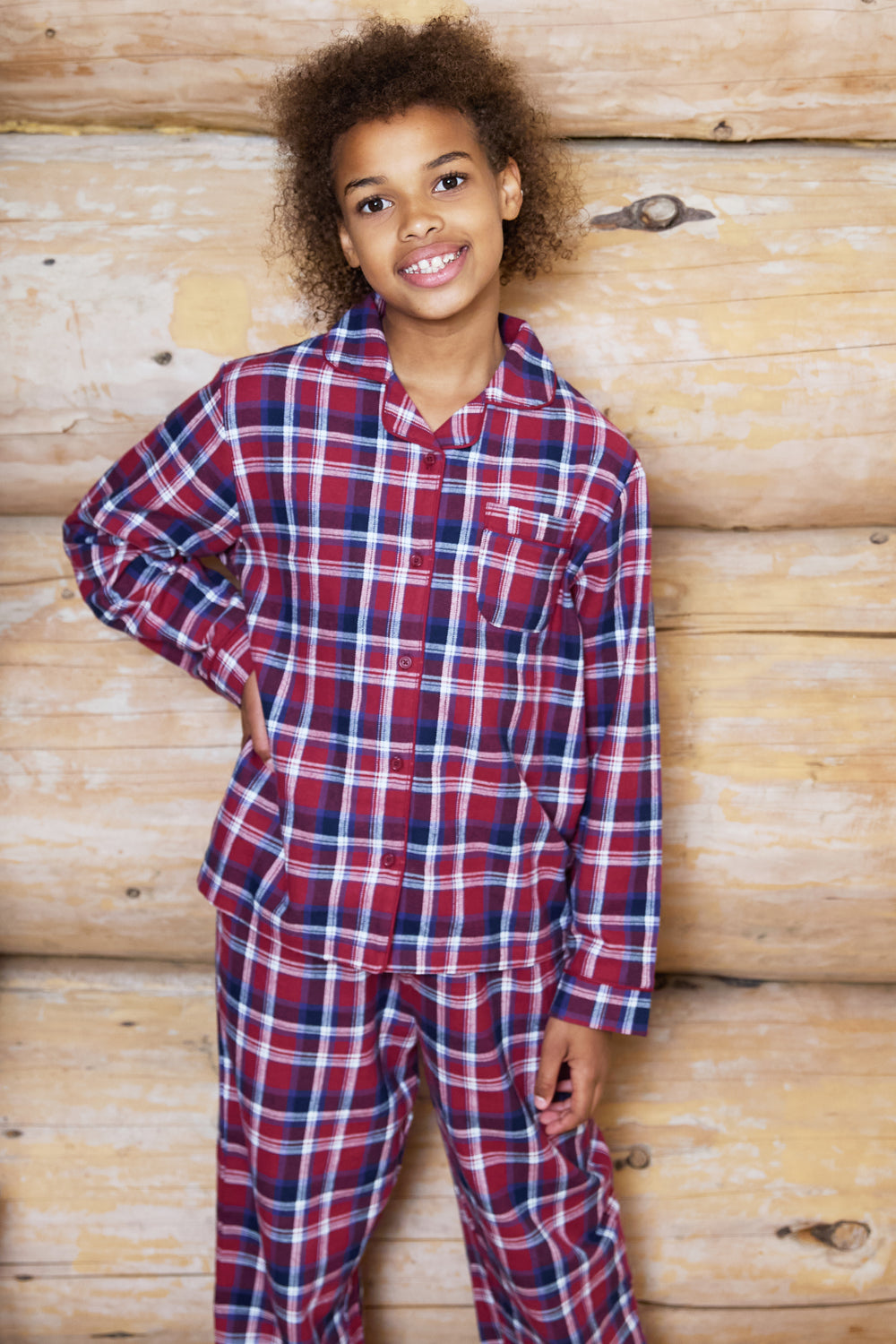 Kids Flannel Check Button Through Pjs