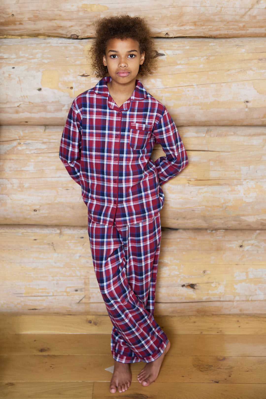 Kids Flannel Check Button Through Pjs