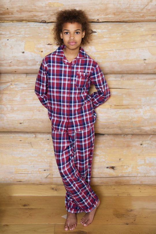 Kids Flannel Check Button Through Pjs