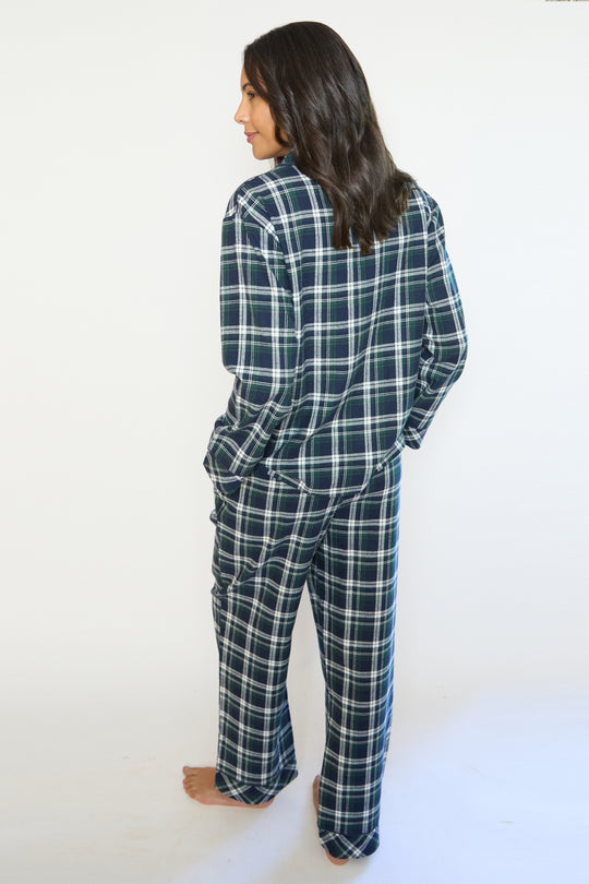 Ladies Flannel Check Button Through Pyjamas