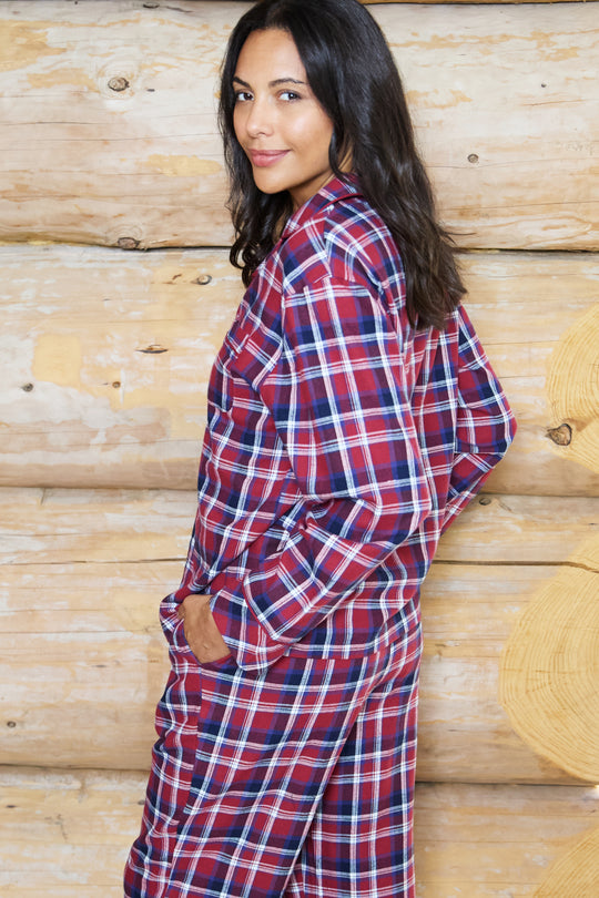 Ladies Flannel Check Button Through Pyjamas