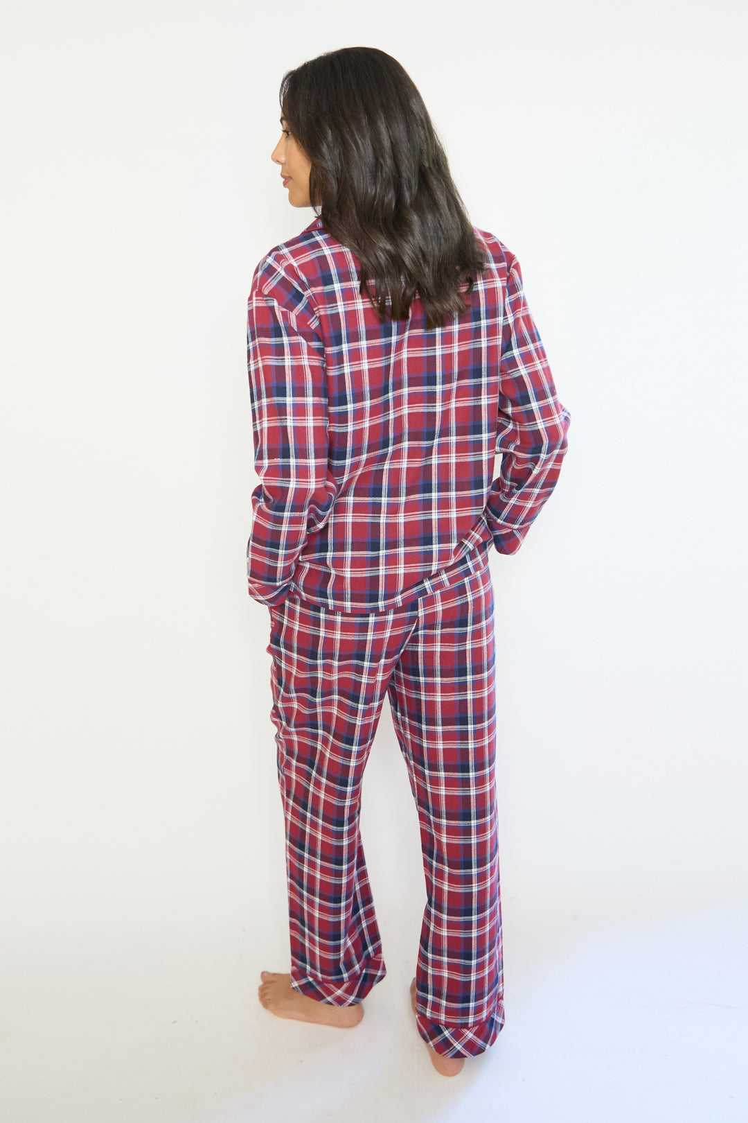 Ladies Flannel Check Button Through Pyjamas