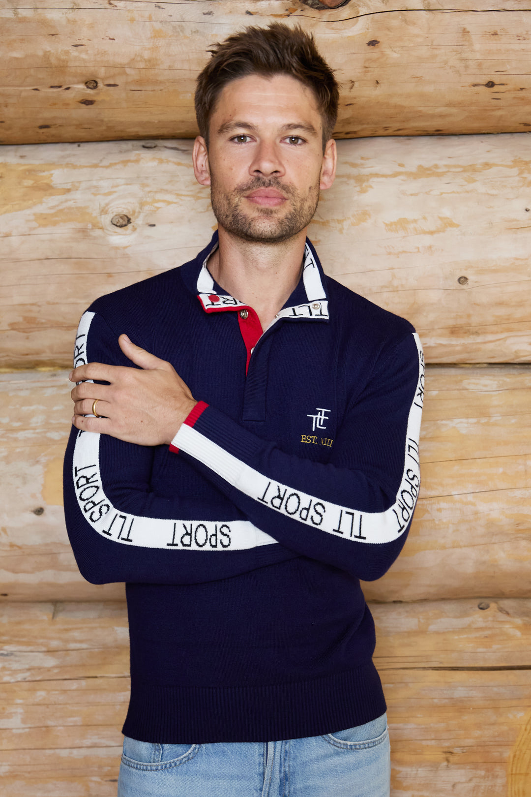 TLT Sports Button Neck Mens Jumper