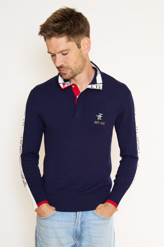TLT Sports Button Neck Mens Jumper