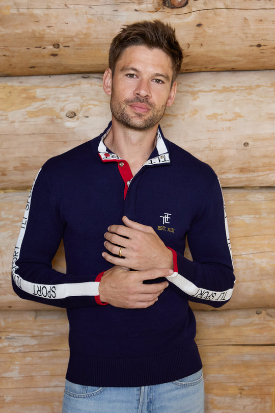 TLT Sports Button Neck Mens Jumper