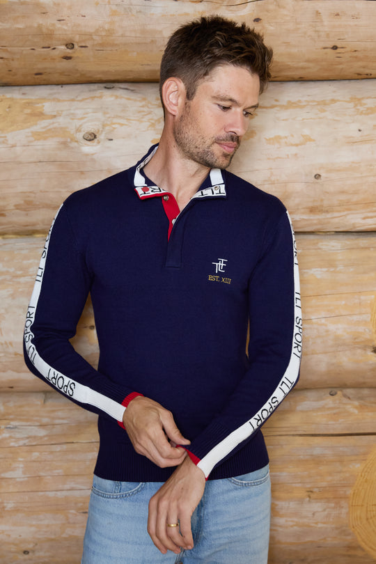 TLT Sports Button Neck Mens Jumper
