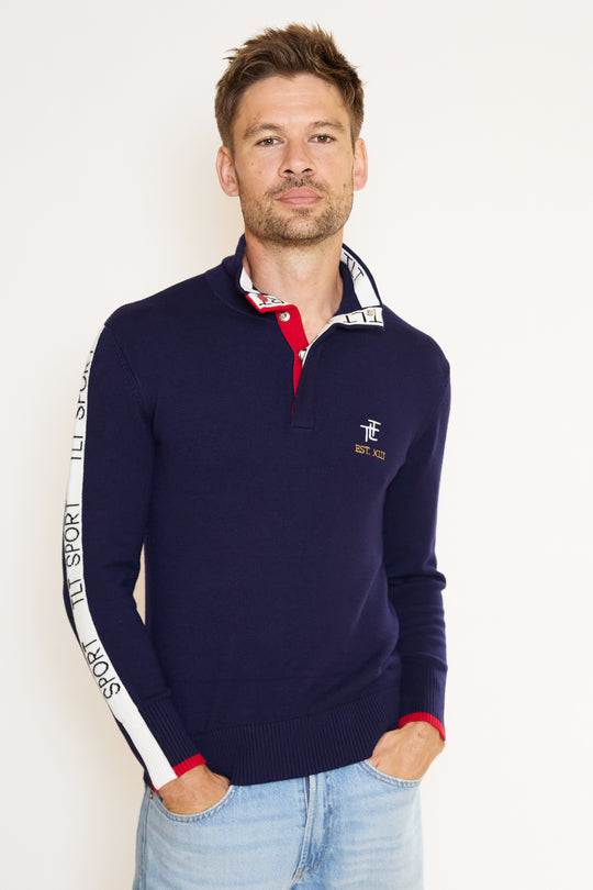 TLT Sports Button Neck Mens Jumper