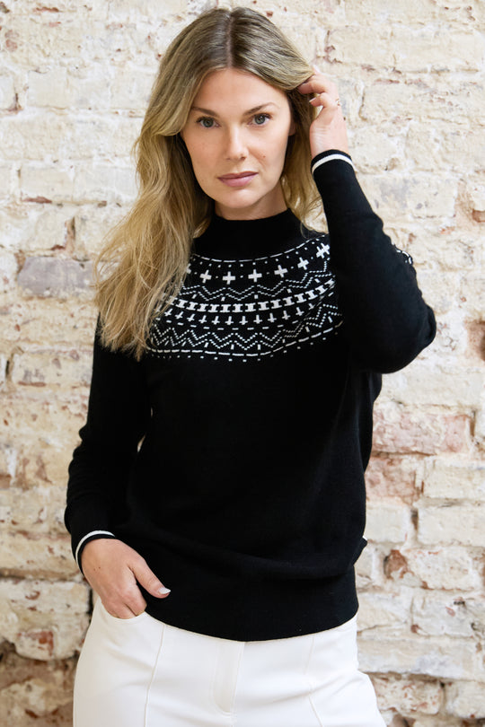 Wool Blend Fairisle Funnel Neck Jumper