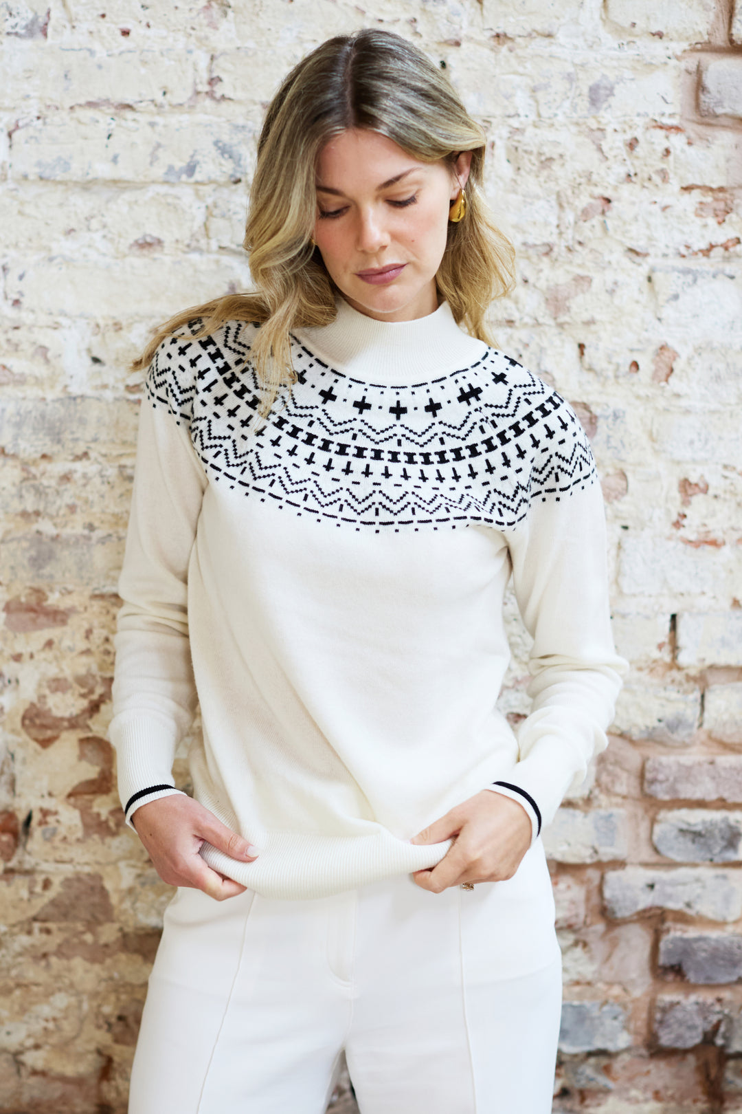 Wool Blend Fairisle Funnel Neck Jumper