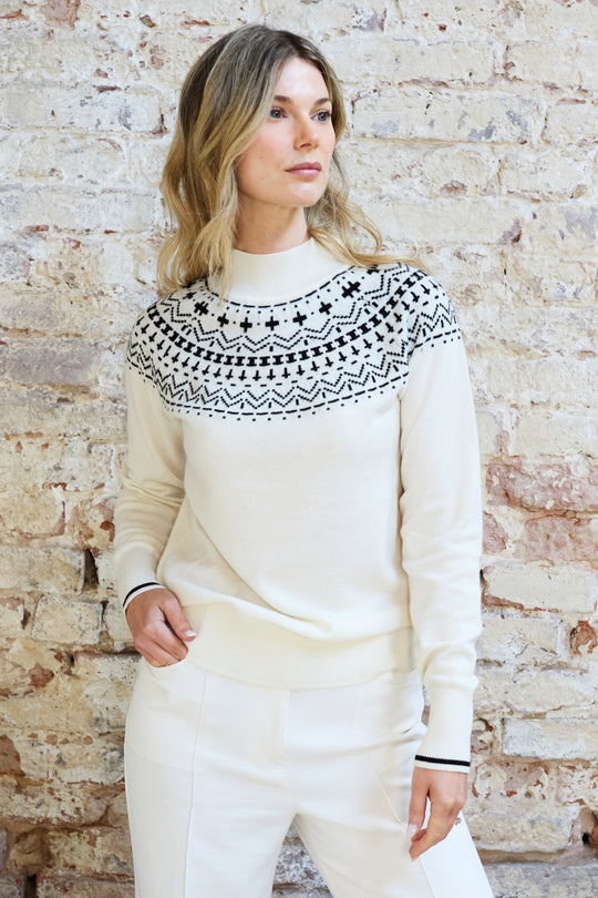 Wool Blend Fairisle Funnel Neck Jumper