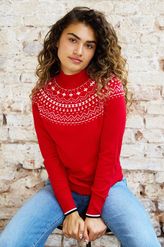 Wool Blend Fairisle Funnel Neck Jumper