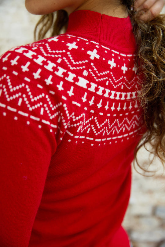 Wool Blend Fairisle Funnel Neck Jumper
