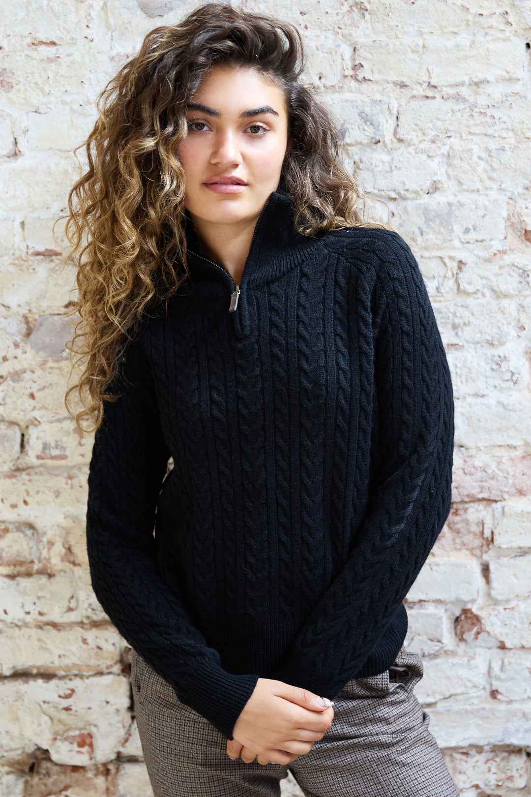 Ava Cable Zip Neck Jumper