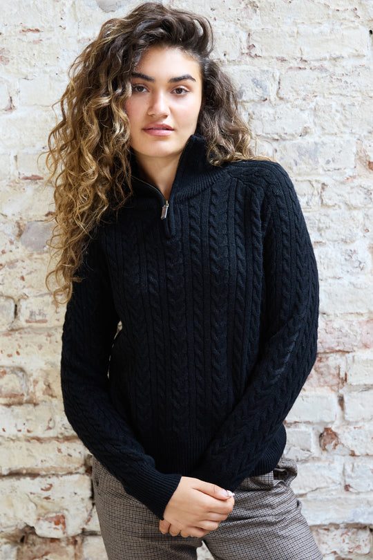 Ava Cable Zip Neck Jumper