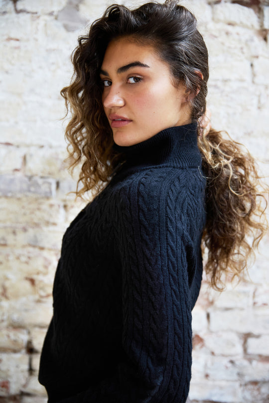 Ava Cable Zip Neck Jumper