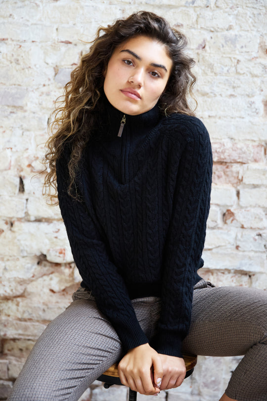 Ava Cable Zip Neck Jumper