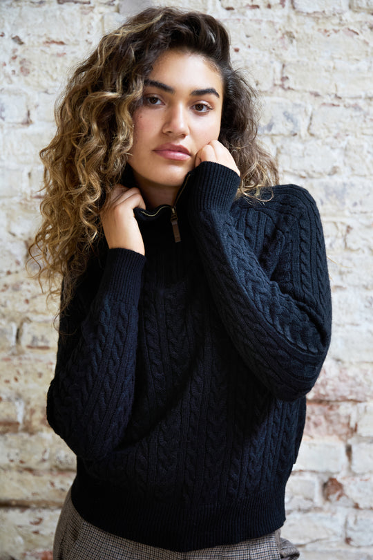 Ava Cable Zip Neck Jumper