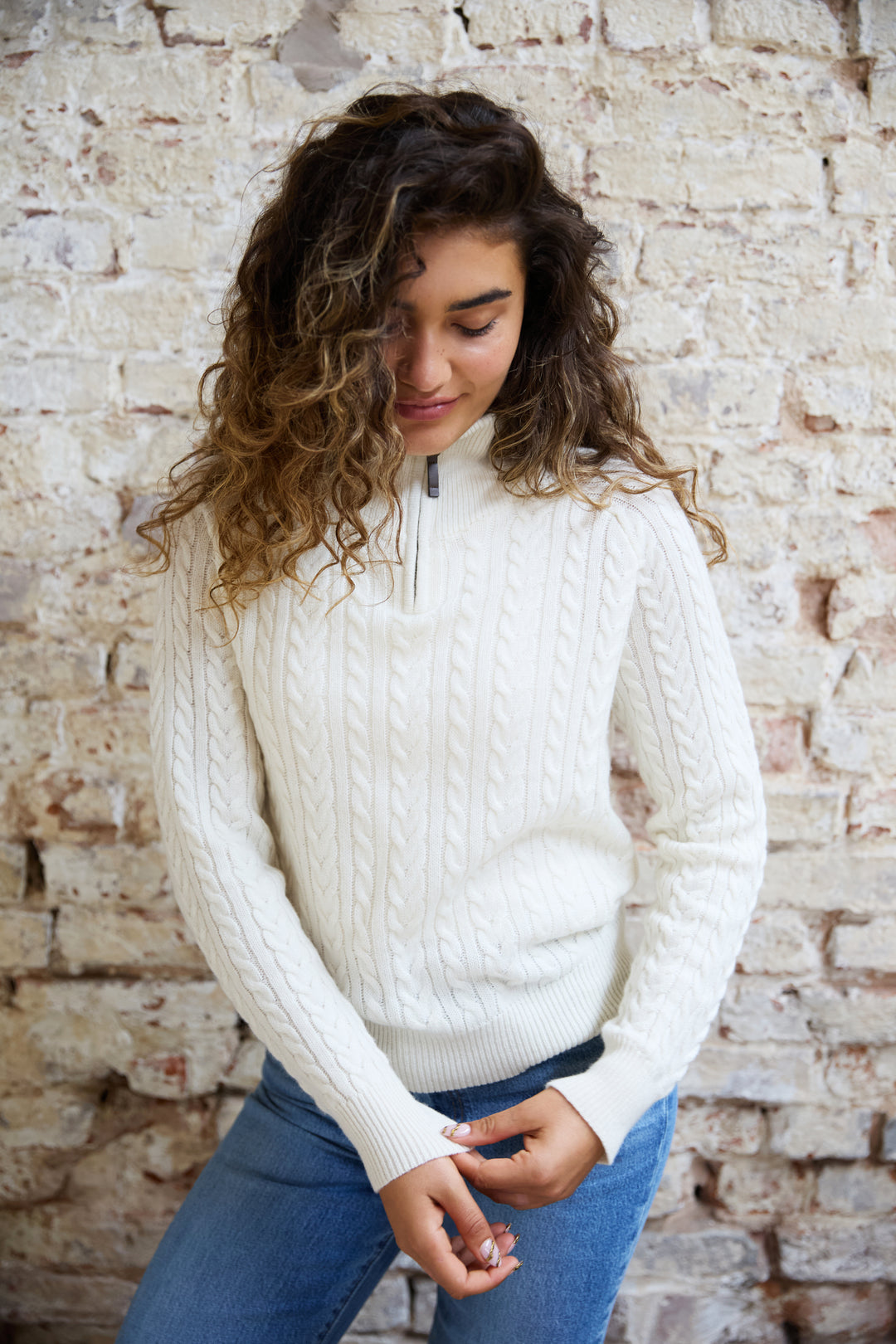 Ava Cable Zip Neck Jumper