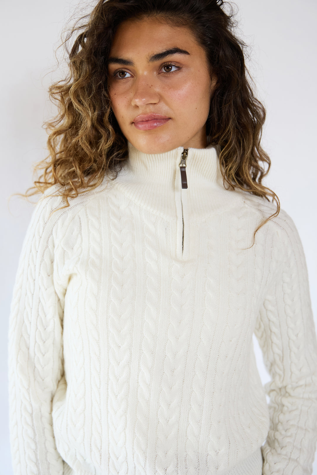 Ava Cable Zip Neck Jumper