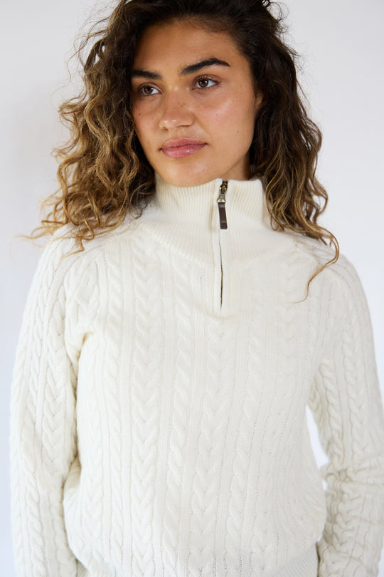 Ava Cable Zip Neck Jumper