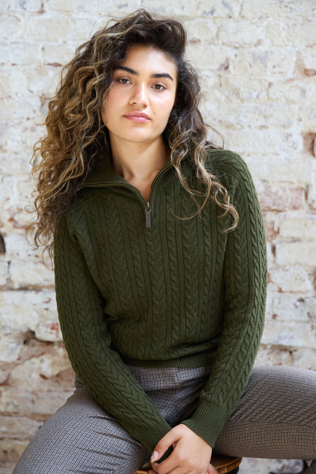Ava Cable Zip Neck Jumper