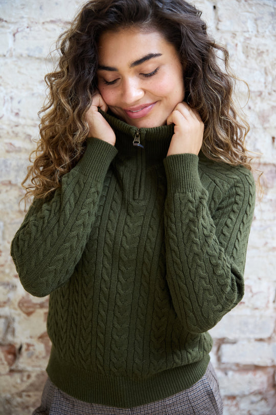 Ava Cable Zip Neck Jumper