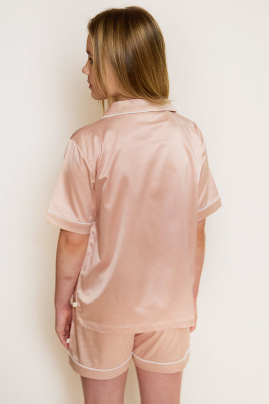 Kids Satin Short Button Through Pyjamas