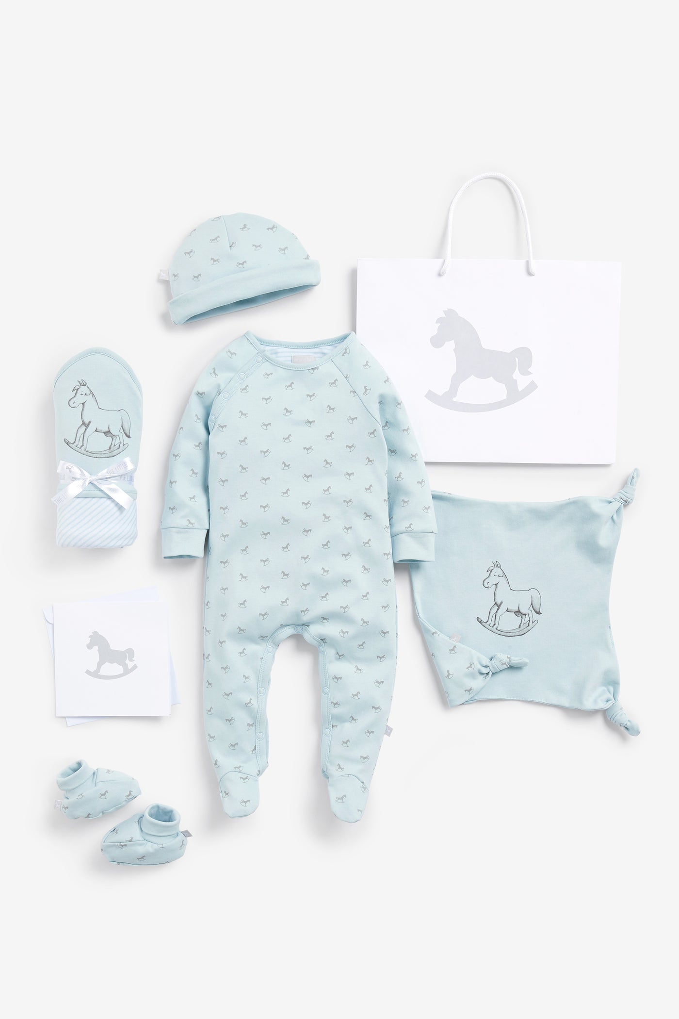 Super Soft Jersey Sleep Suit, Hat, Blanket, Comforter And Booties Gift Set - blue