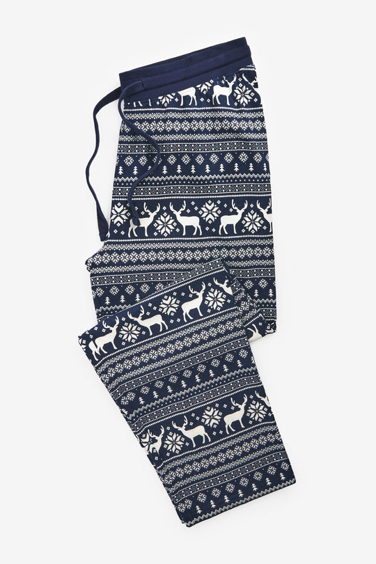 Christmas Mens Navy Reindeer PJs