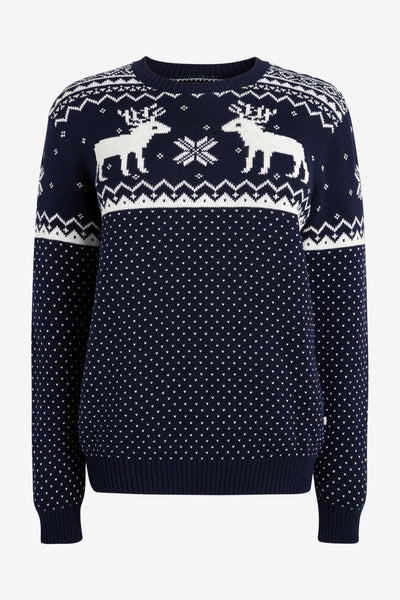 Navy Reindeer Sweater Ladies